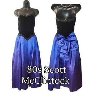 Vtg Scott McClintock Ombre Velvet Formal Gown